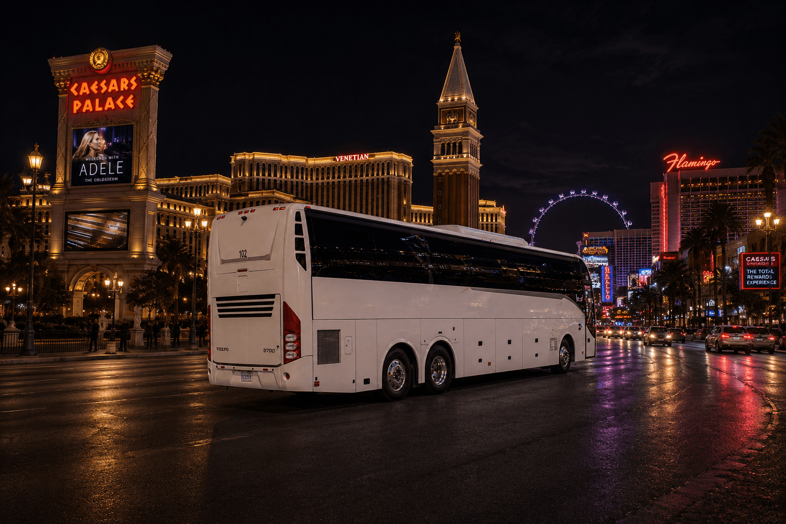 Elite BHLS luxury motorcoach for Los Angeles to Las Vegas charter bus service