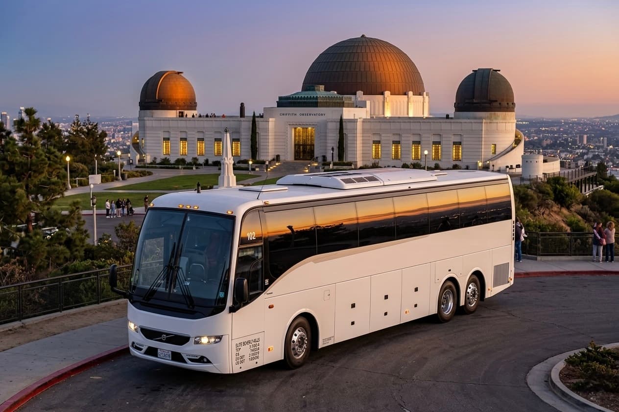 Private city tour of Los Angeles aboard Elite BHLS luxury motorcoach