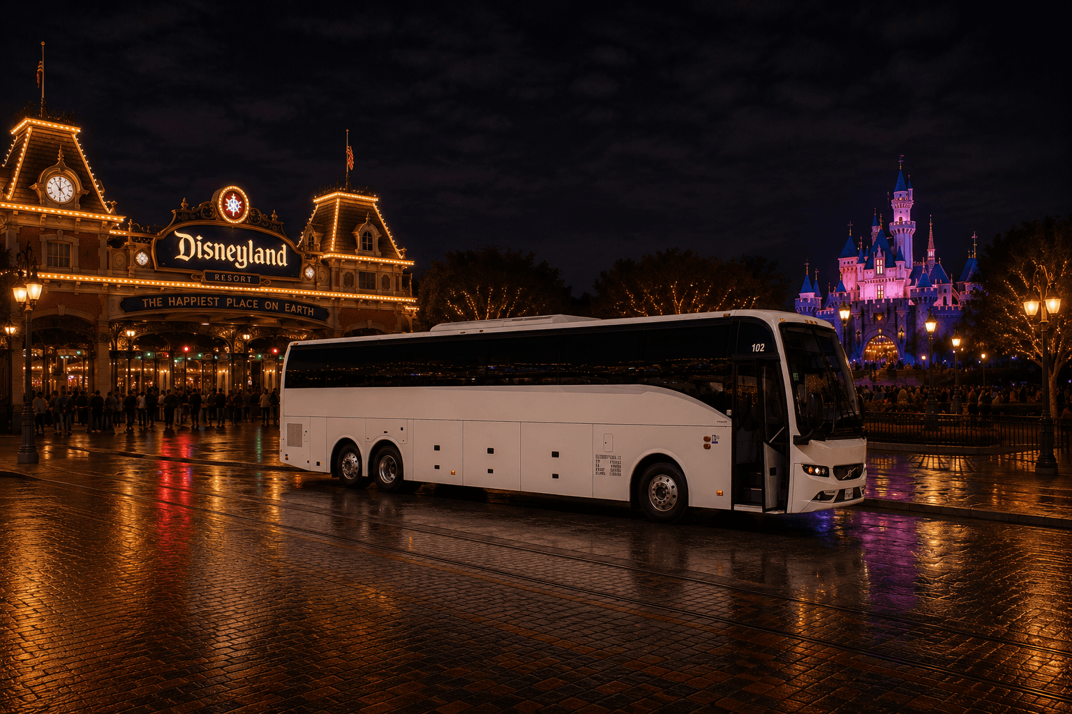 Elite BHLS luxury charter bus for Disneyland and Orange County group transportation
