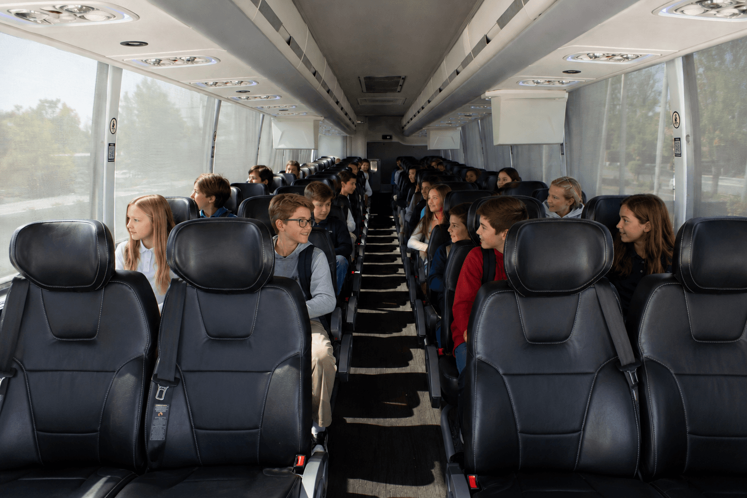 Elite BHLS charter motorcoach for school transportation — Southern California
