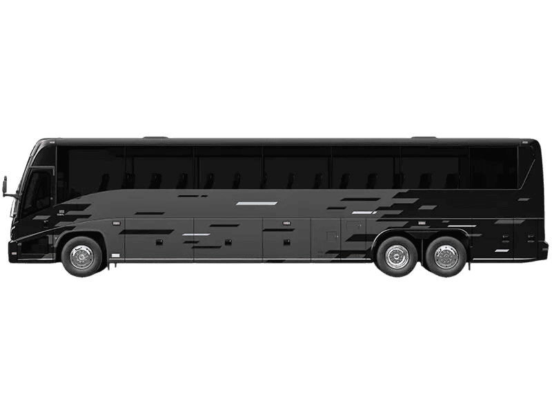 Full-size luxury motorcoach — flagship vehicle for large airport groups